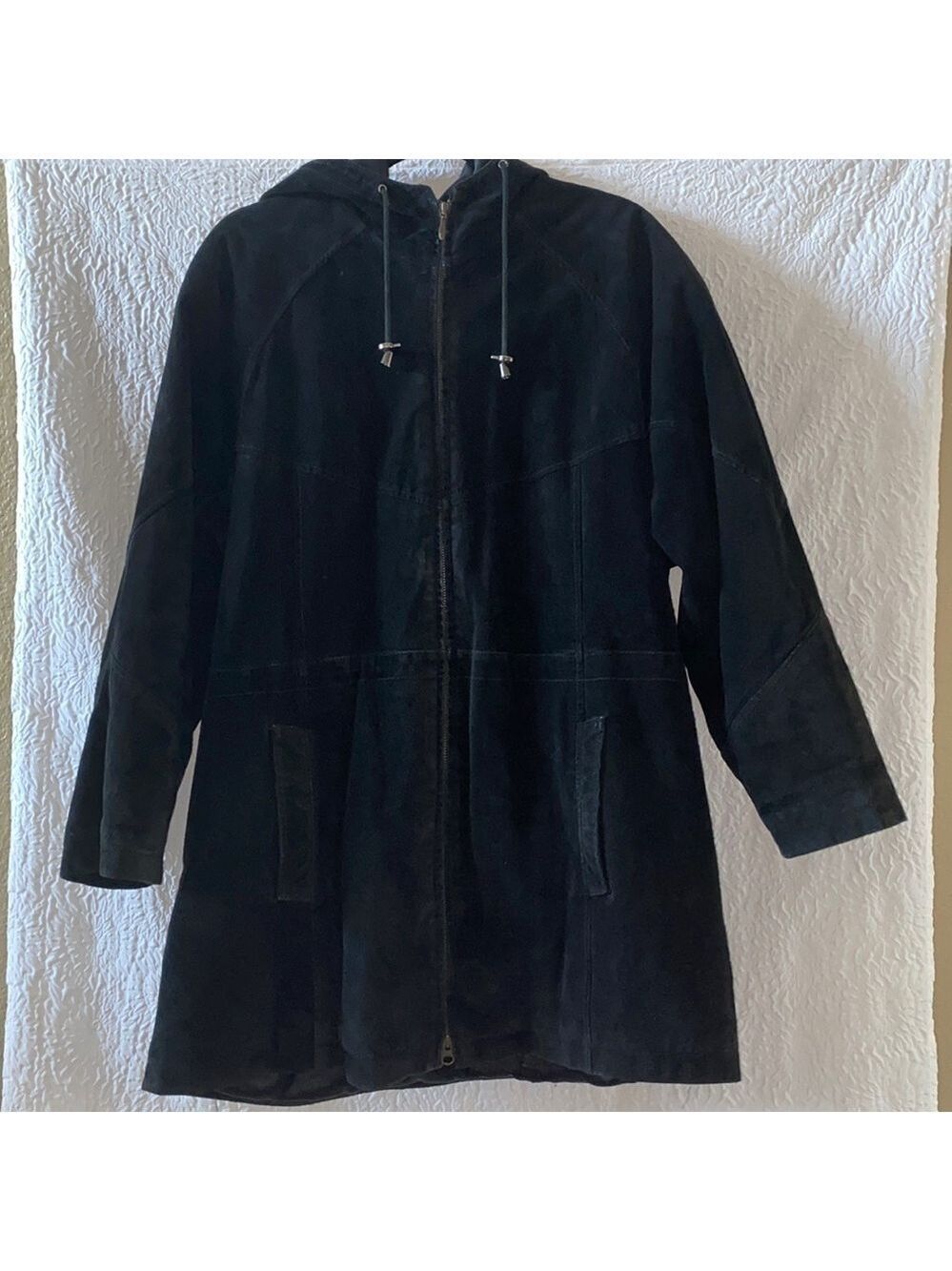 Wilson's Leather Suede Hooded Drawstring Waist Jacket